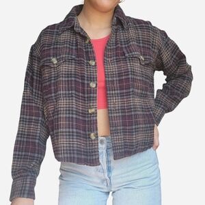 American Eagle Cotton Plaid Shacket